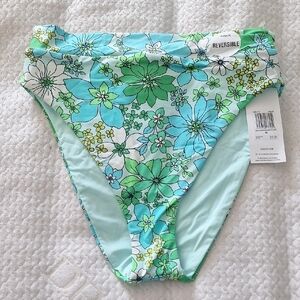 Hurley Green and Blue Floral Bikini Bottom